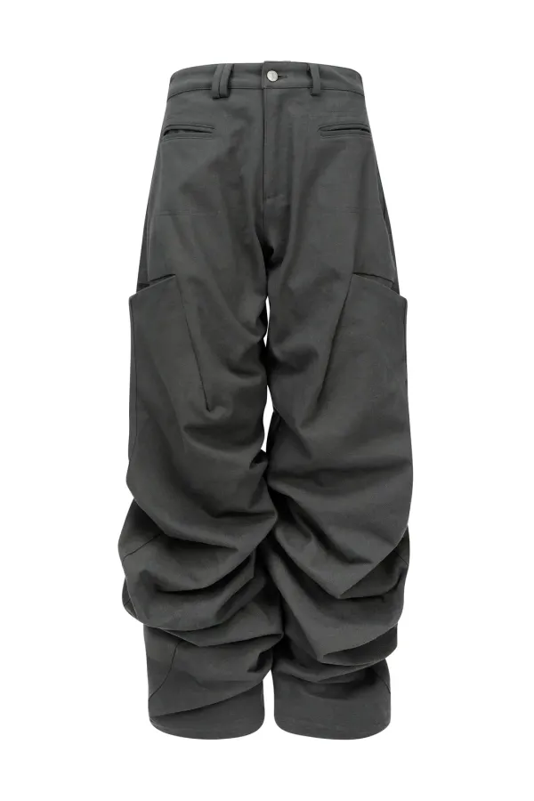 PINTUCK WIDE PANTS (UNISEX) CHARCOAL