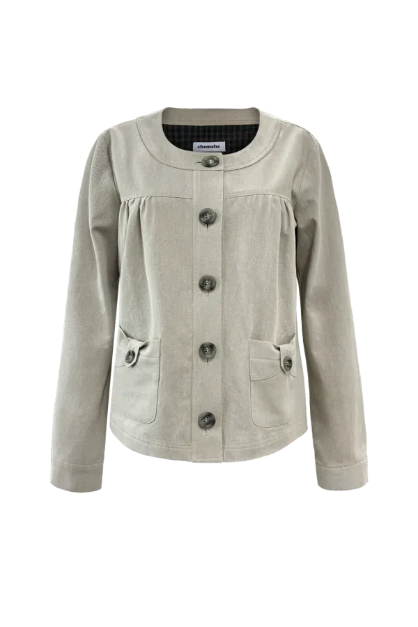 BLUSH BOW ROUND JACKET (SAND)