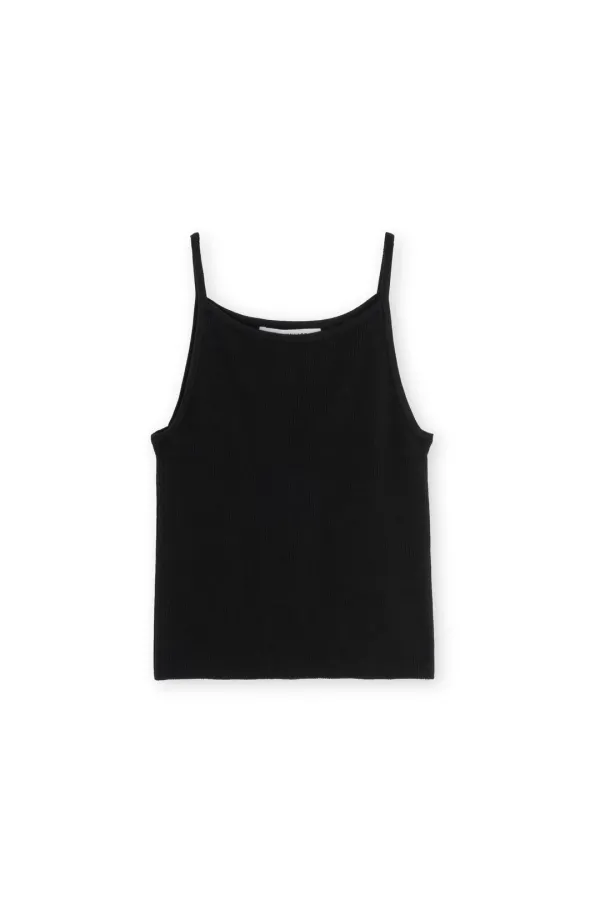 W Square Knit Sleeveless, Black