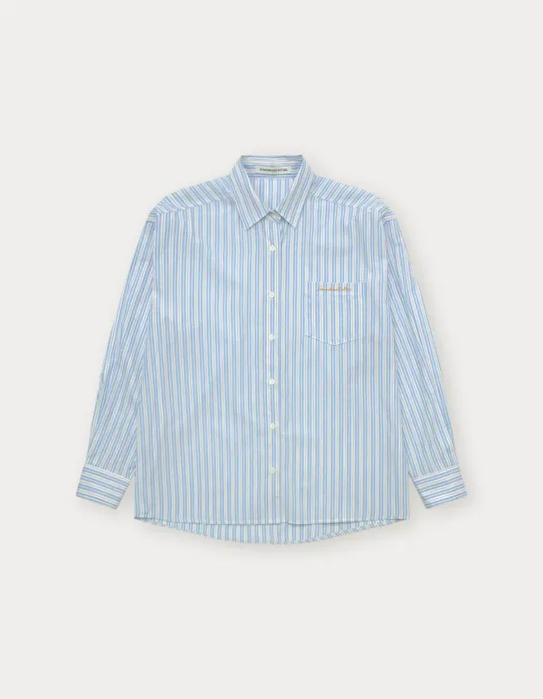 Jade Stripe Over-Fit Shirt - Light Blue