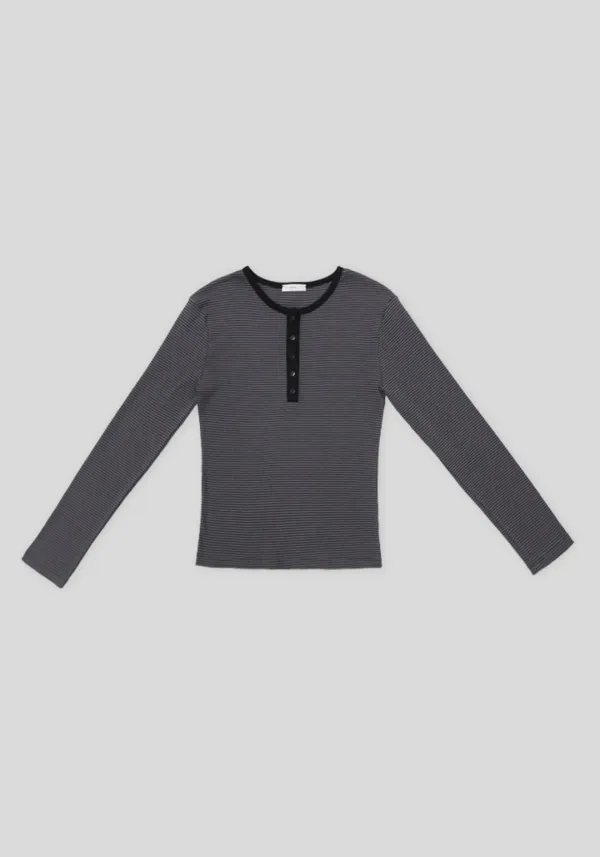 [2차] STRIPE HENRYNECK T-SHIRT_CHARCOAL