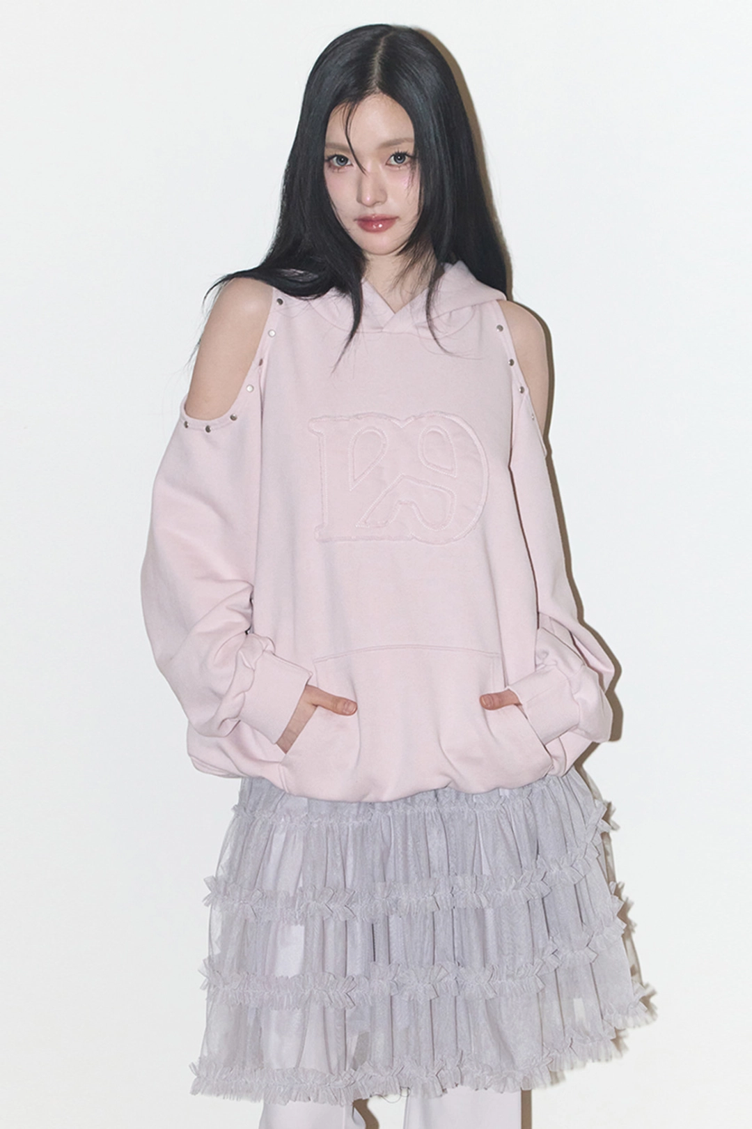일리고 플레어 러플 레이어드 스커트 팬츠 그레이 상품 이미지 3