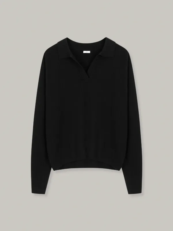 merino wool collar knit (black)