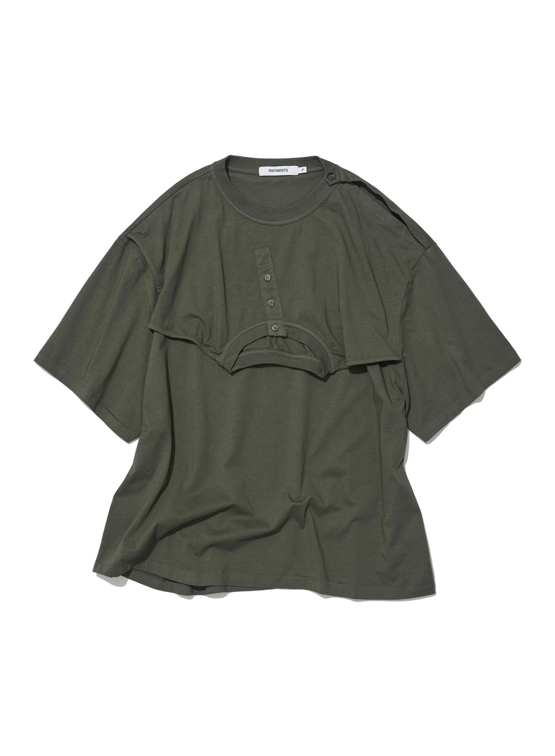 파르티멘토 [WOMEN] DECONSTRUCTED SHORT SLEEVE TEE_KHAKI GREY 상품 이미지 1