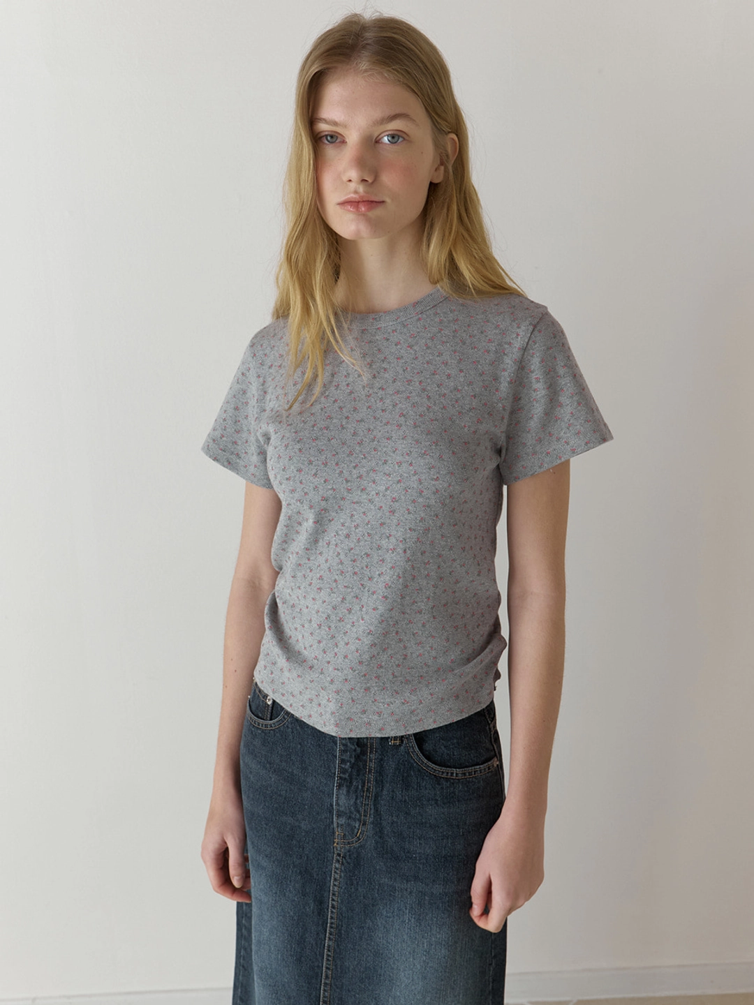 어몽 A COTTON FLOWER T-SHIRT_GREY 상품 이미지 2
