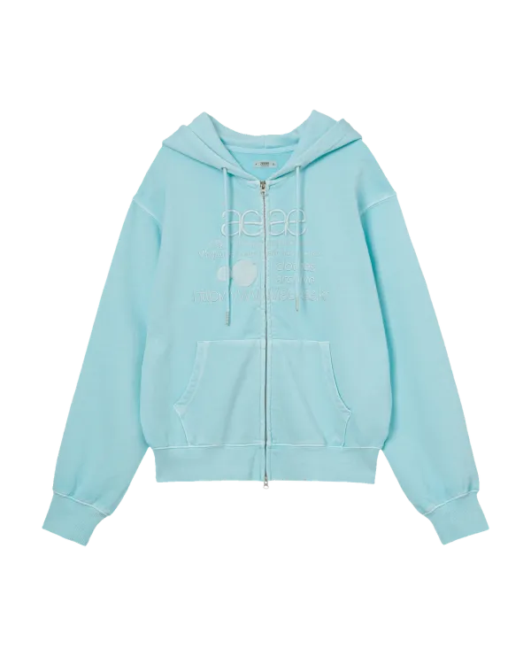 WEB LOGO WASHED HOOD ZIP UP [BLUE]