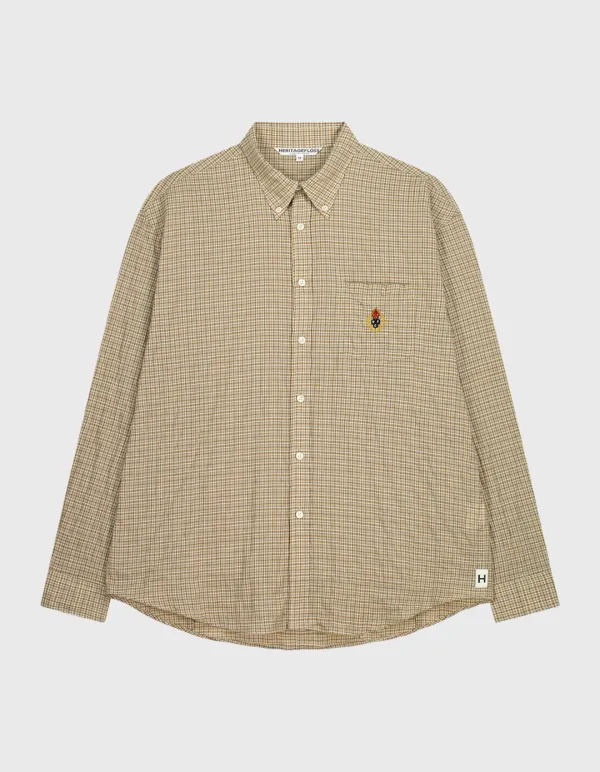 CREST WASHED MINI CHECK SHIRT / Beige
