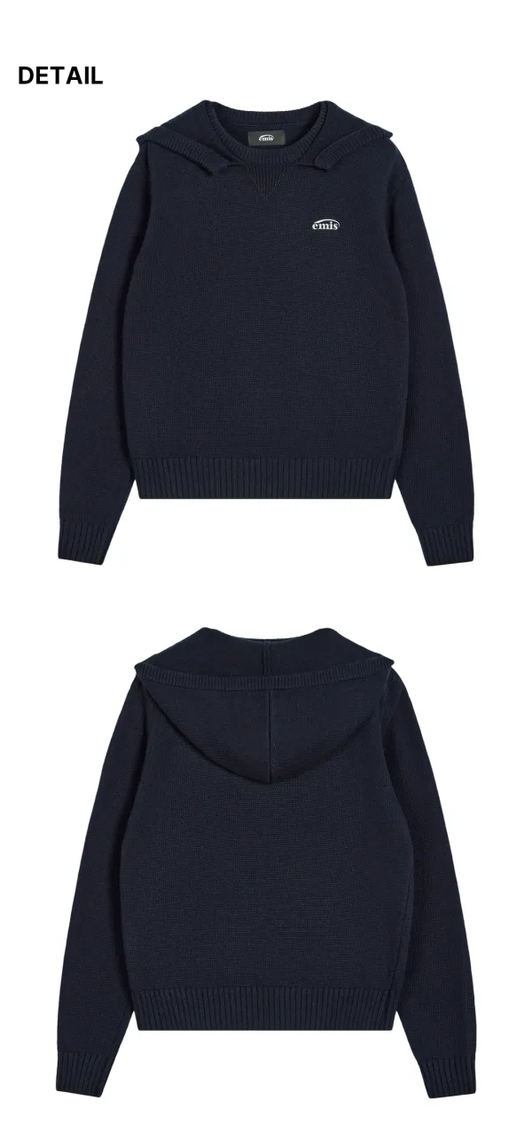 WRAP KNIT HOODIE-NAVY