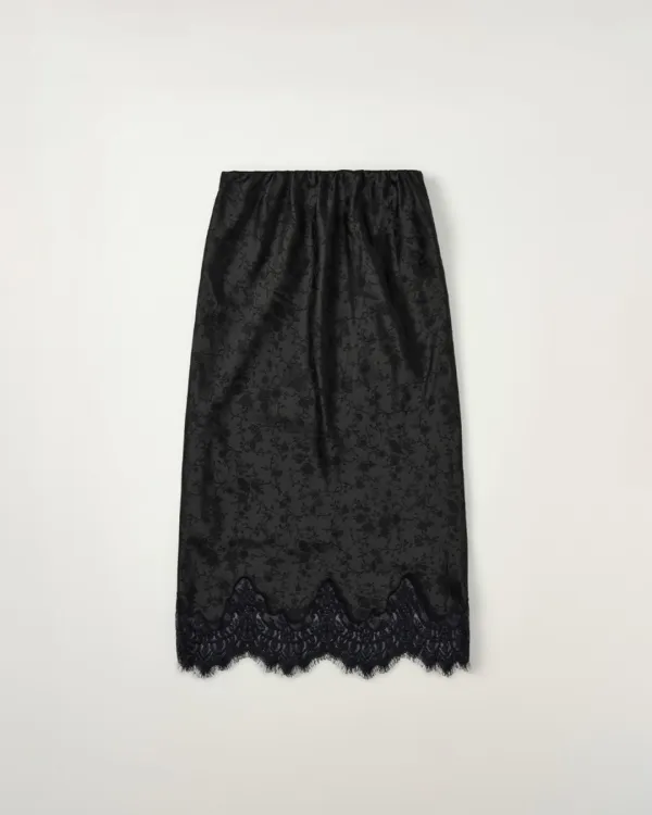 [10/23 순차배송] Flower Jacquard Skirt [BLACK]