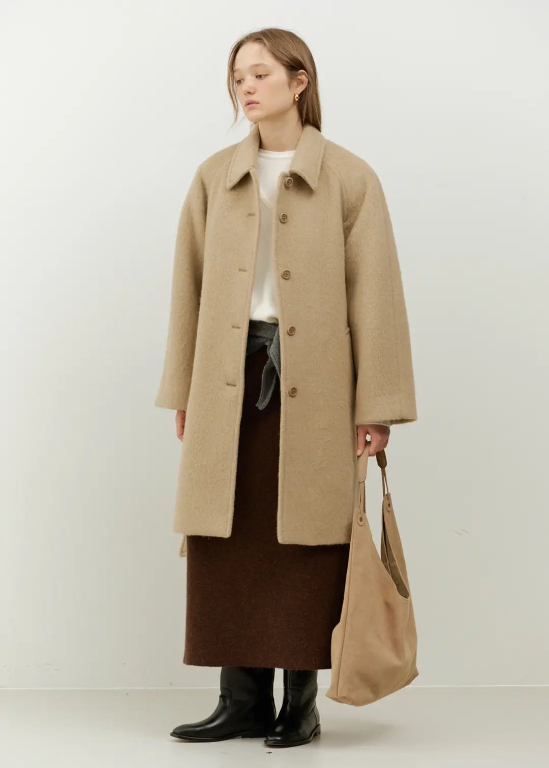 더라이 [유하착용] Hairy Raglan Coat(Beige) 상품 이미지 2