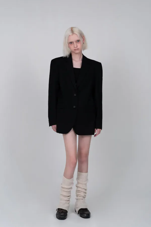WOOL SINGLE JACKET (BLACK)
