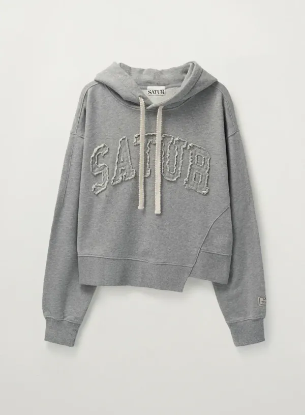 (W) Dublin Crop Hood T-shirt - Melange Gray