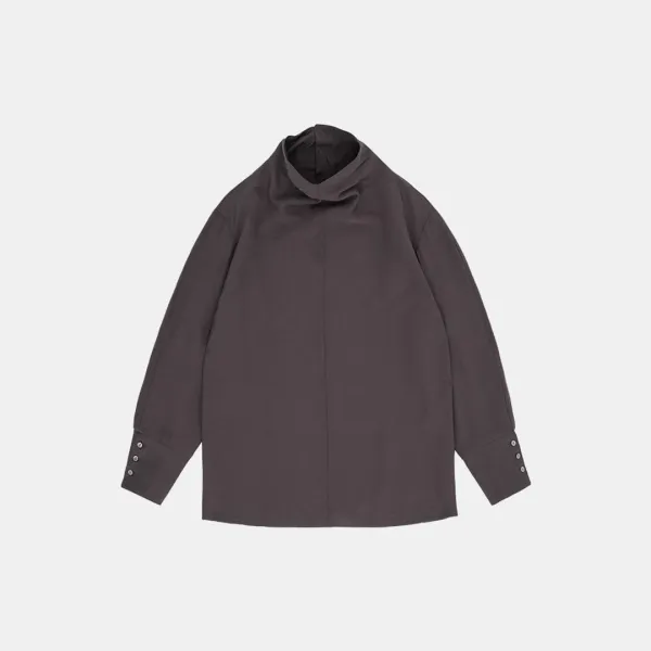 SITP5223 루즈 핏 카울넥 블라우스_Dark brown