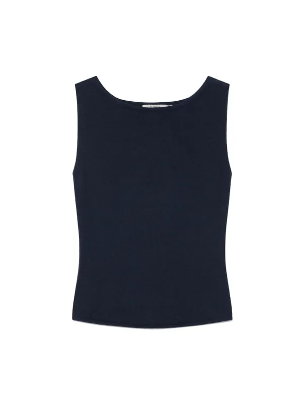 [2nd] G KNIT SLIT SLEEVELESS TOP (NAVY)