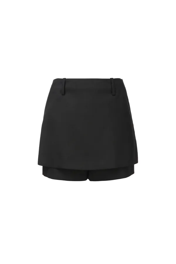 Skirt-overlay Shorts, Black
