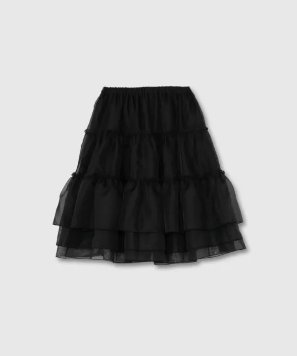 Tule layered midi skirt (Black)