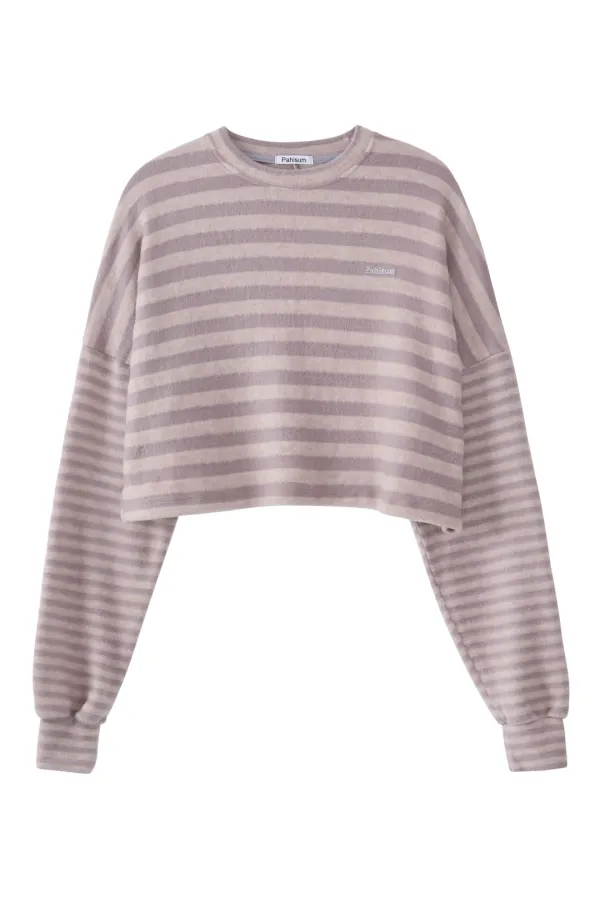 Mixed Stripe Crop T-Shirt_Pink