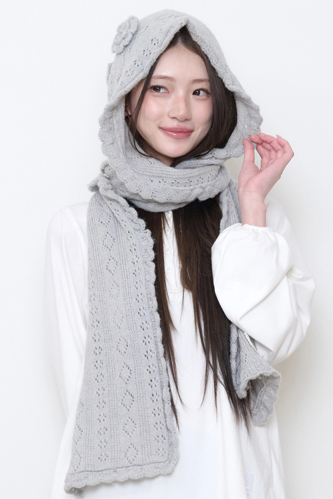 일리고 플레르 후드 머플러 그레이 상품 이미지 2