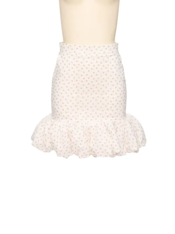 SS26 WHITE FLORAL VOLUME HEM SKIRT