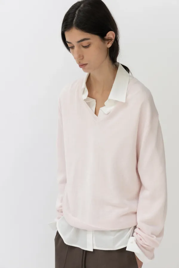 Hanji V-Neck Knit_Pink