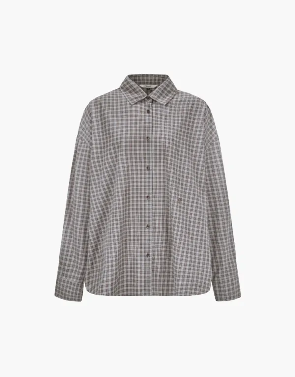 check oversized shirts - brown check