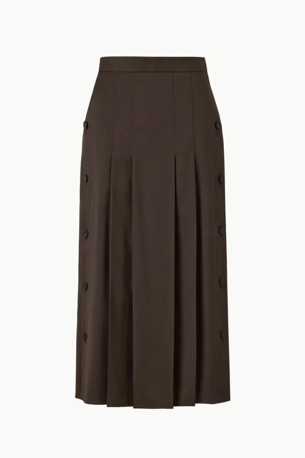 Wool Blend Side Button Skirt, Dark Brown