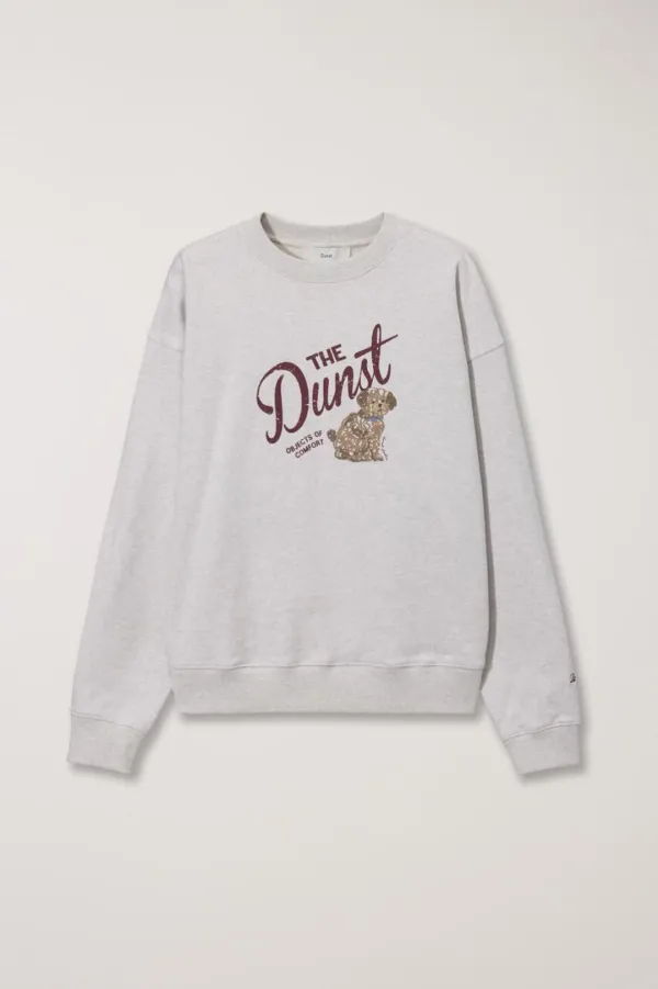 UNISEX DRAWING PUPPY SWEATSHIRT OATMEAL MELANGE