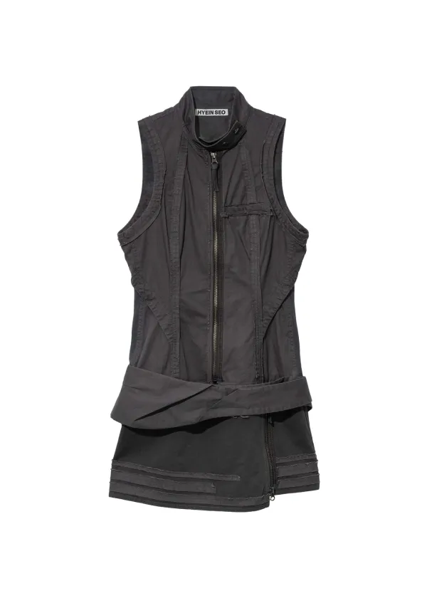 Sleeveless Moto Dress w/ Belt Bag