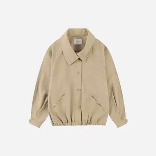 SIOT4182 하이 넥 버튼 블루종_Beige