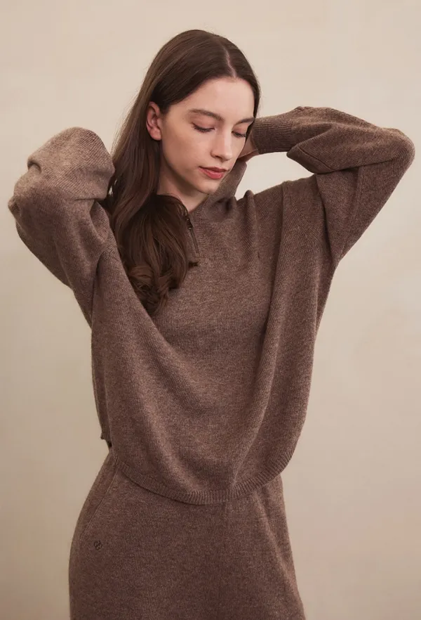 Nelia Wool Hood Knit (Brown)