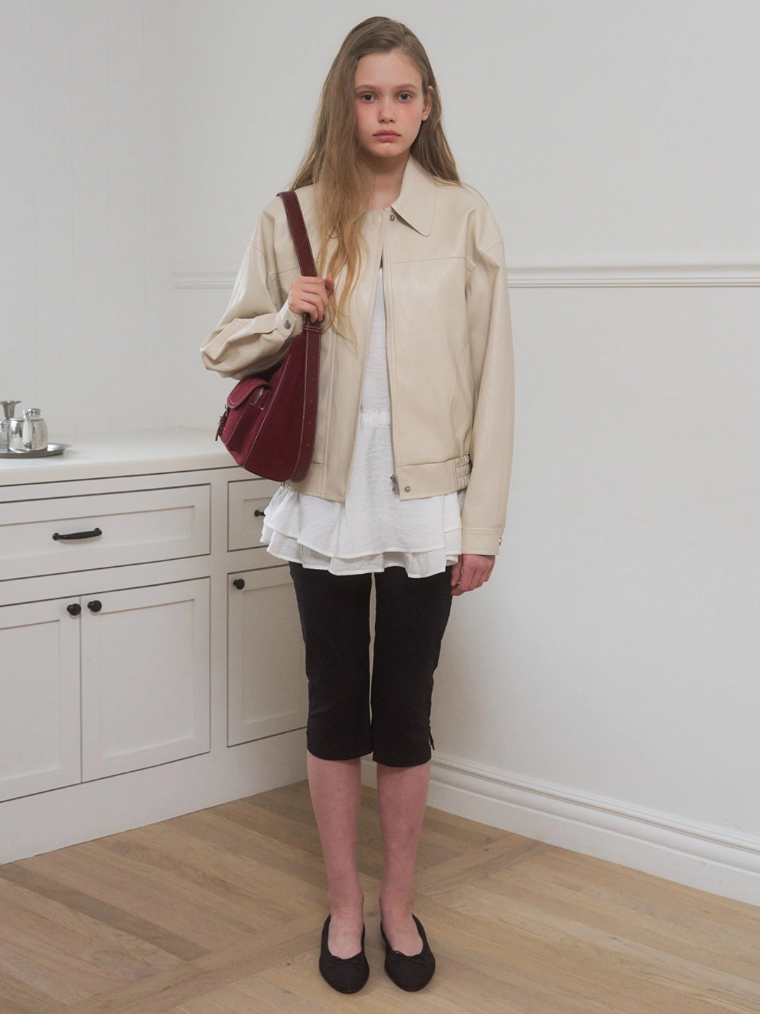 어몽 A FAUX LEATHER JUMPER_BEIGE 상품 이미지 3