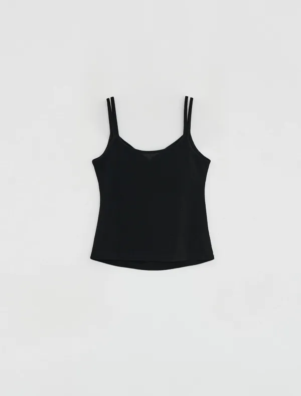[1st REORDER] DOUBLE STRAP SLEEVELESS TOP [BLACK]