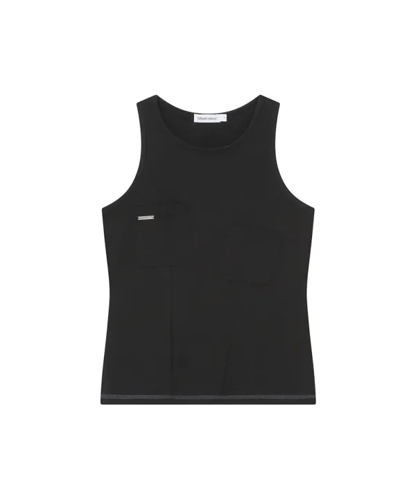 Pocket pointed sleeveless BLACK