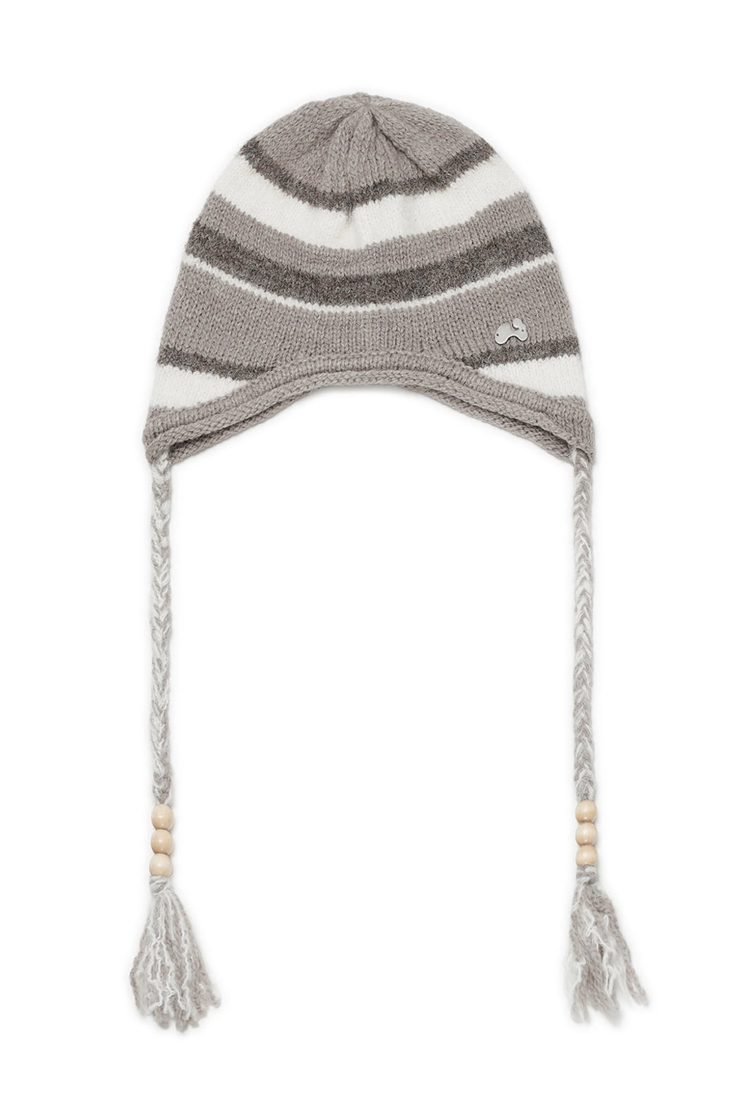 허그유어스킨 Stripe earflap beanie (Beige) 상품 이미지 1