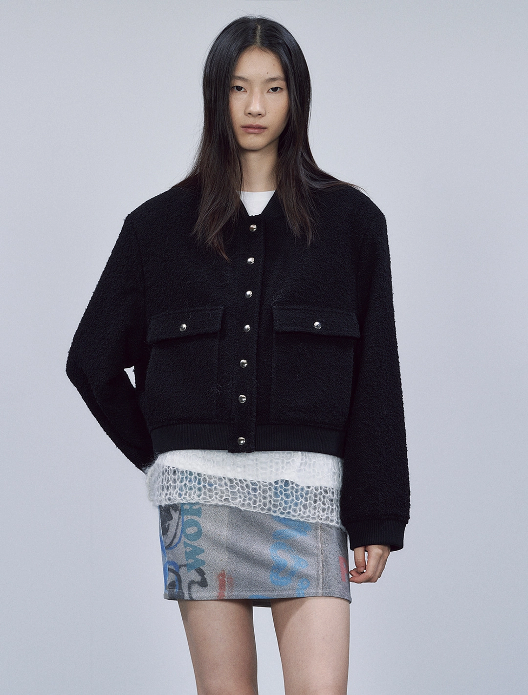 솔티페블 BOUCLE BOMBER JACKET [BLACK] 상품 이미지 2