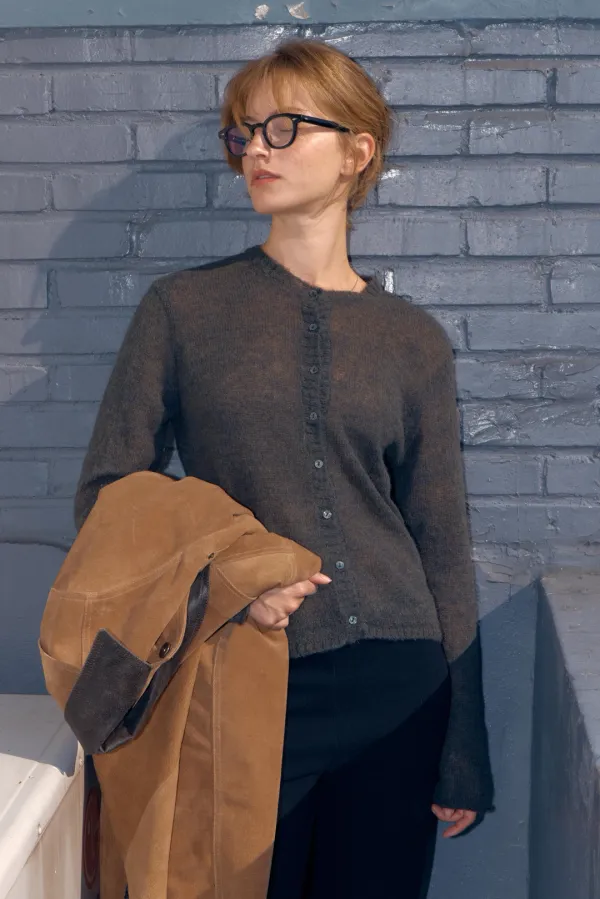 Knit cardigan (khaki  charcoal)