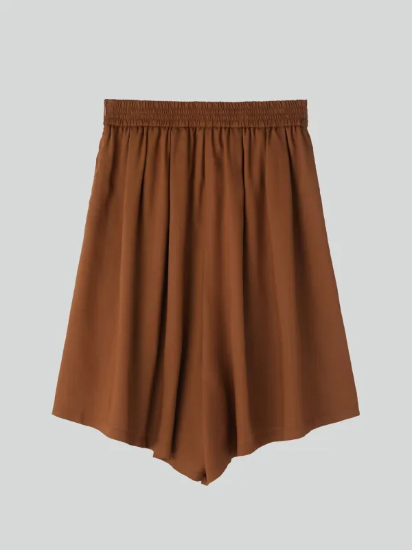 BANDING WIDE CULOTTE PANTS (RED BROWN)