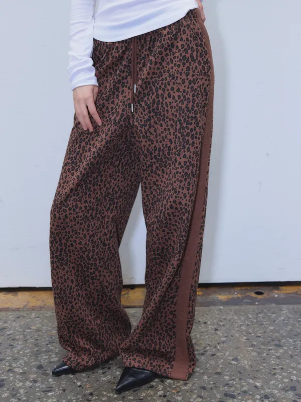 GINA LEOPARD SWEAT PANTS_BROWN