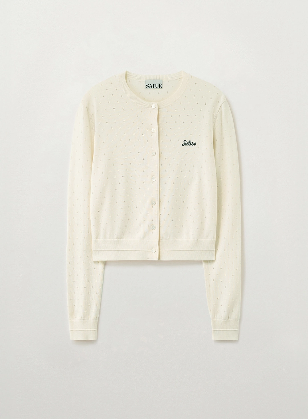 세터 (W) Pointel Crewneck Cardigan - Cream 상품 이미지 1