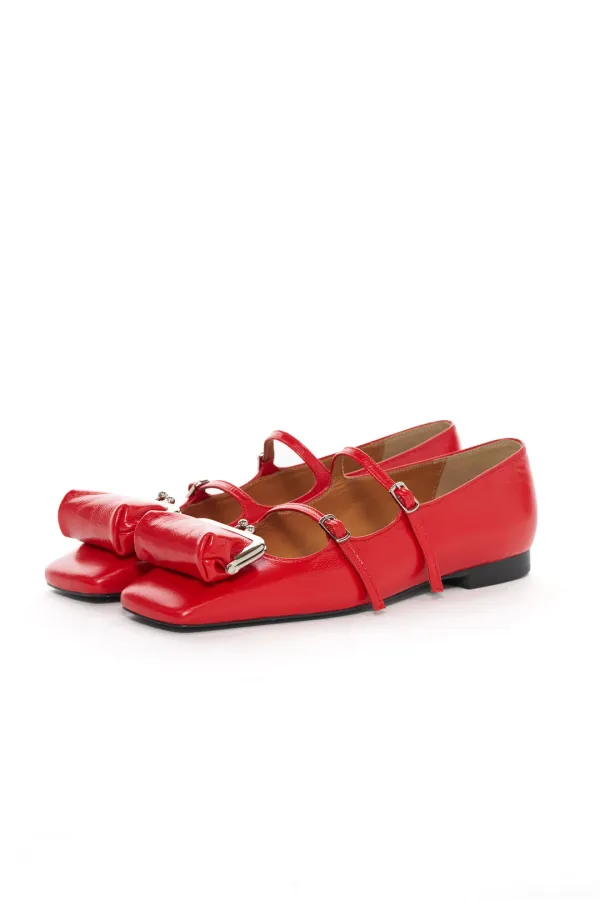 SS26 RED COIN PURSE SQUARE-TOE MARY JANE