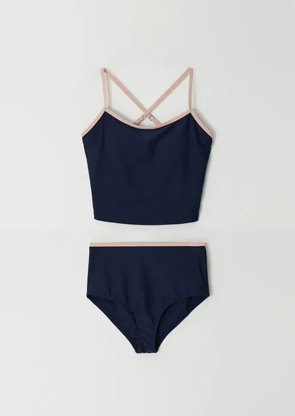 ribbed swim set-navy