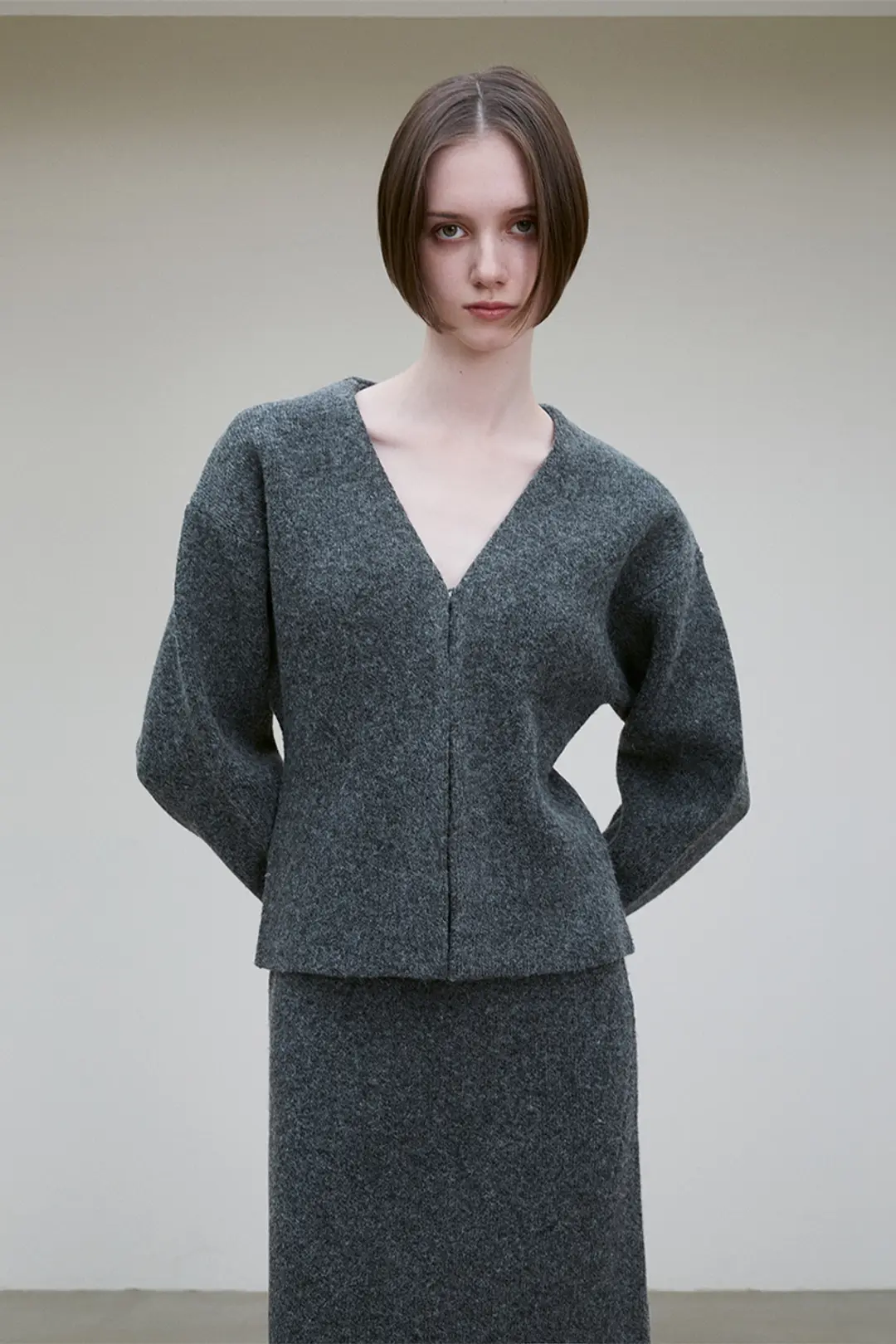 리이 KNIT COTTON HOOK EYE CARDIGAN 상품 이미지 2