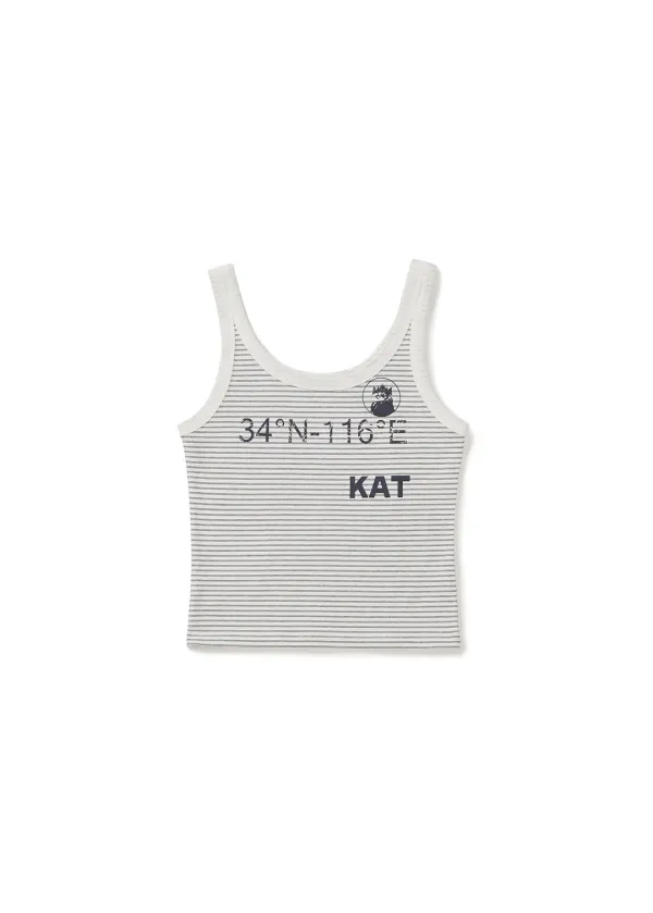 [2nd REORDER] KAT PRINT SLIM TANK TOP (WHITE)