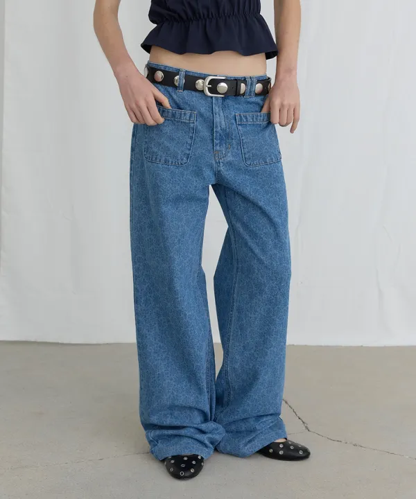 FLORAL MOTIFF DENIM PANTS