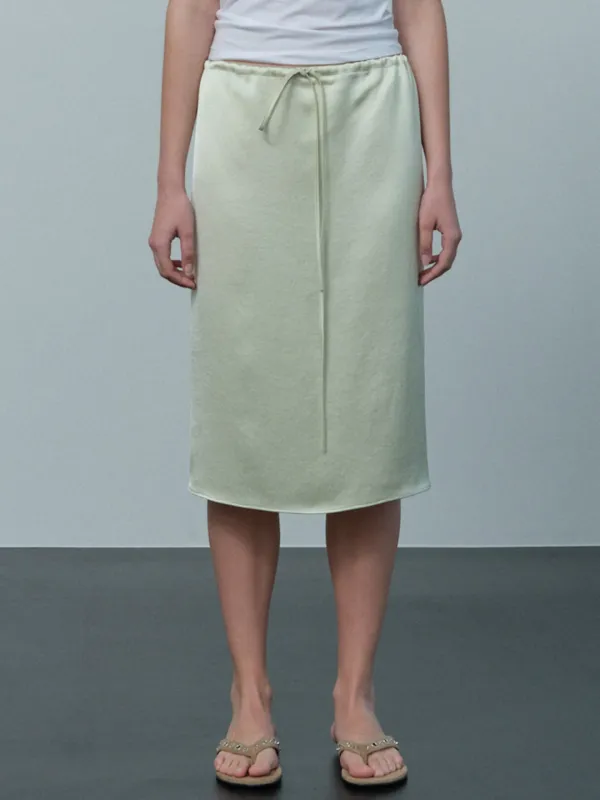 satin midi skirt (pale green)