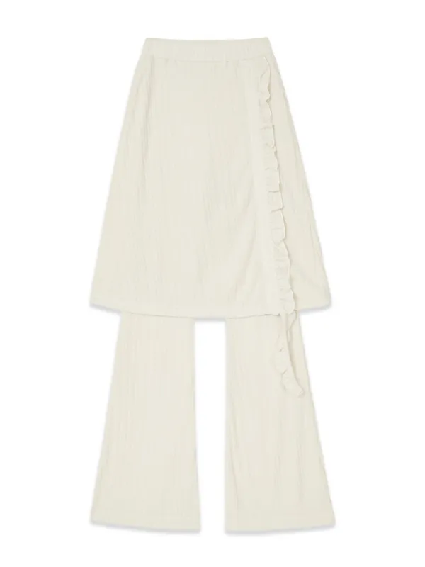 FRILL LAYERED SKIRT PANTS (CREAM)