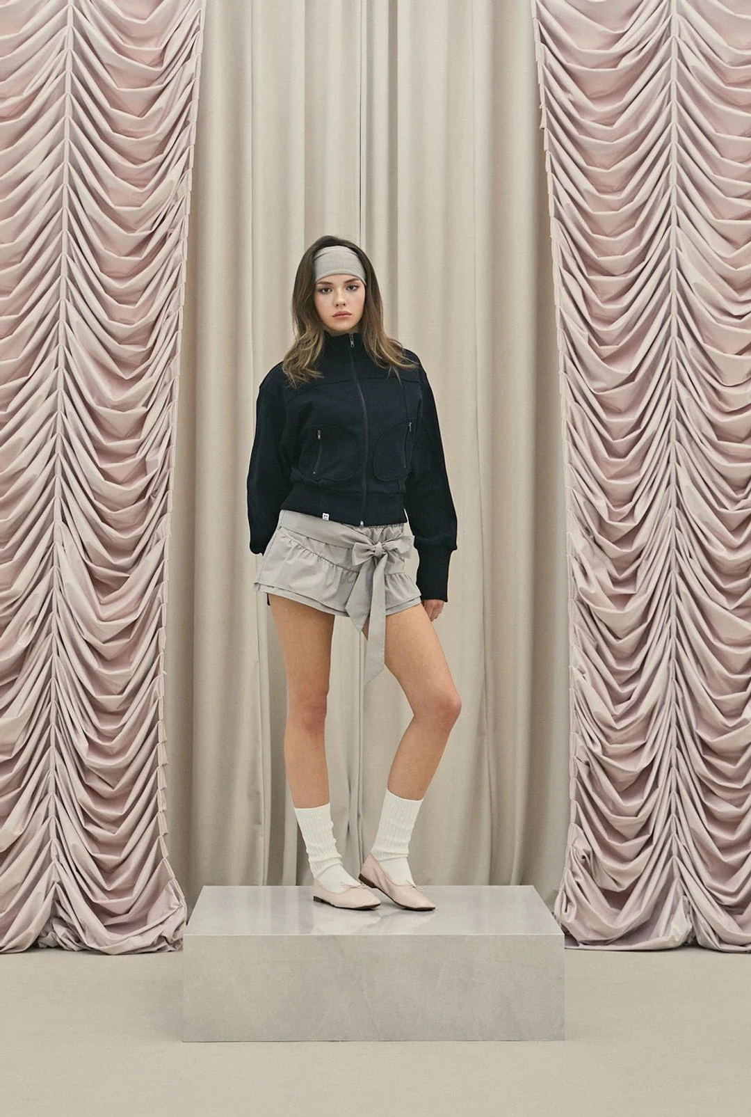 쓰리타임즈 Knit half knee socks 상품 이미지 3