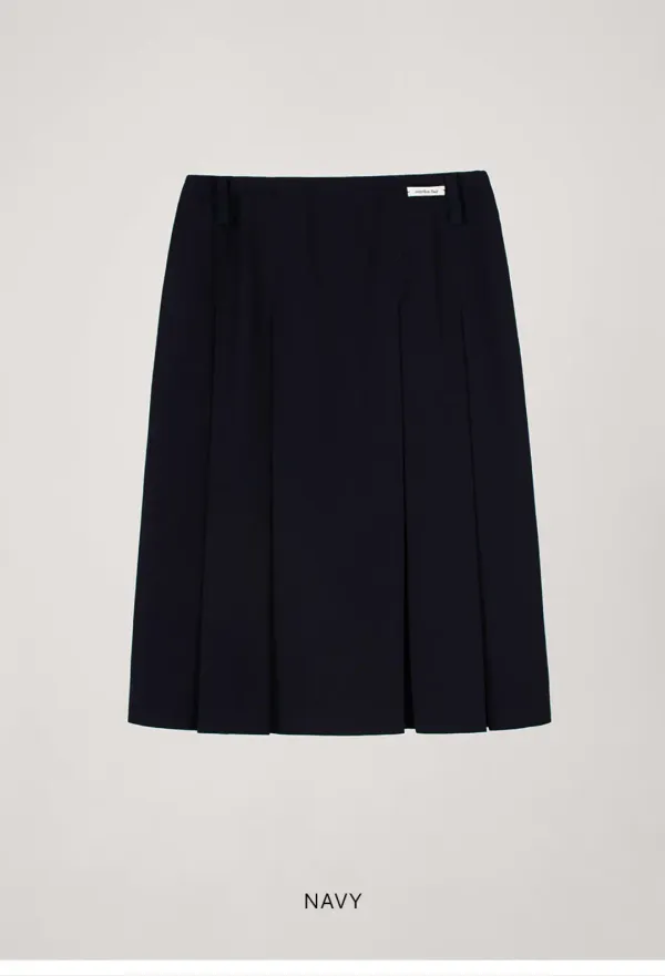 WOOL PLEATED SKIRT_NAVY