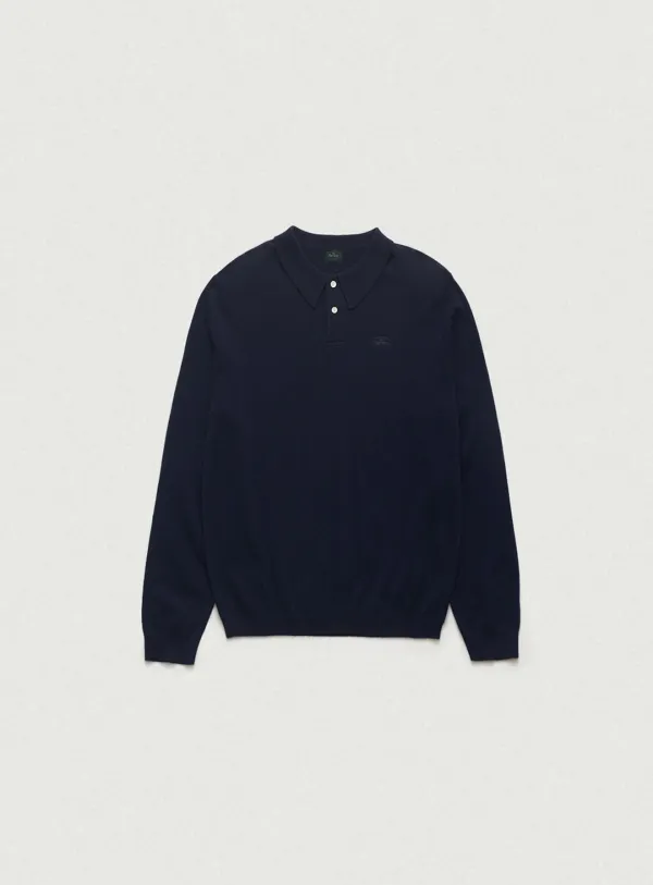 Oversized Cashmere Wimblyn Knit Polo Shirt_Navy