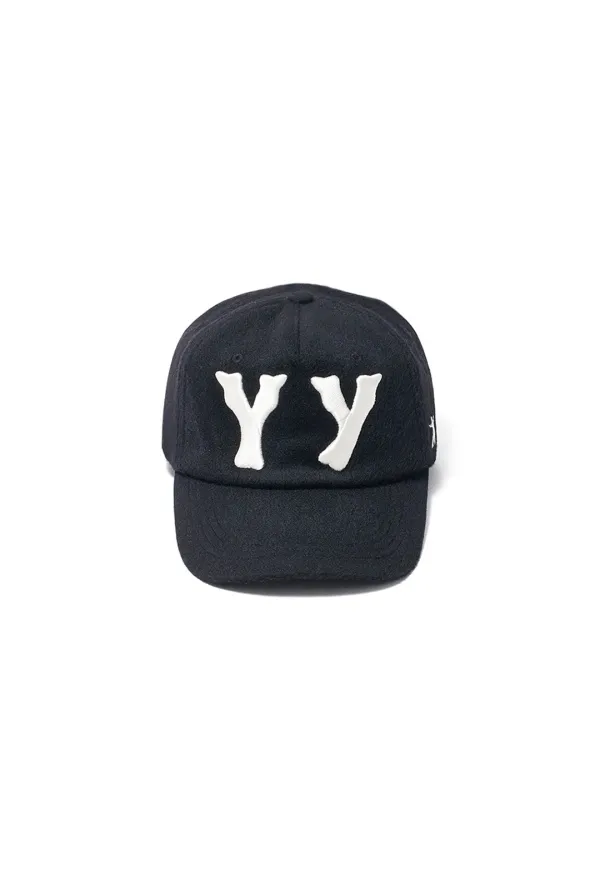 YY WOOL HEART BONE BALL CAP, BLACK